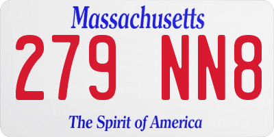 MA license plate 279NN8