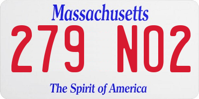 MA license plate 279NO2