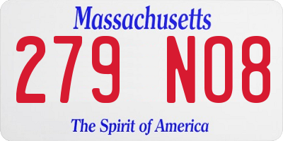 MA license plate 279NO8