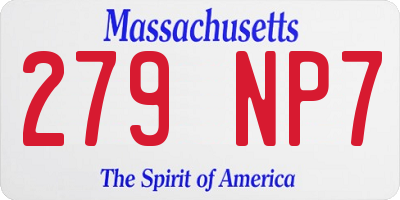 MA license plate 279NP7