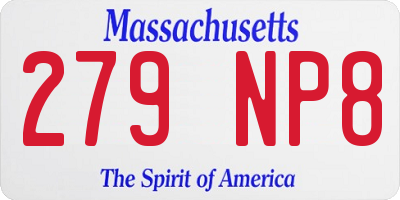 MA license plate 279NP8