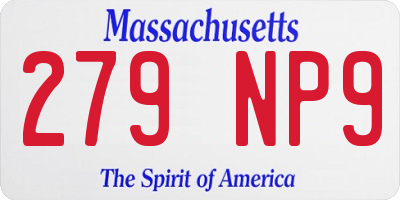 MA license plate 279NP9