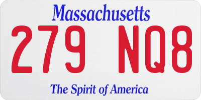 MA license plate 279NQ8
