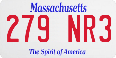 MA license plate 279NR3