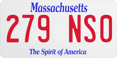 MA license plate 279NS0