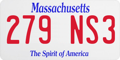 MA license plate 279NS3