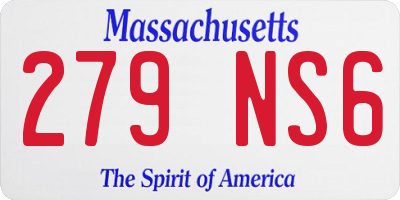 MA license plate 279NS6