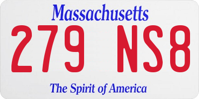 MA license plate 279NS8