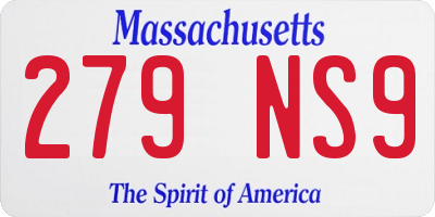MA license plate 279NS9