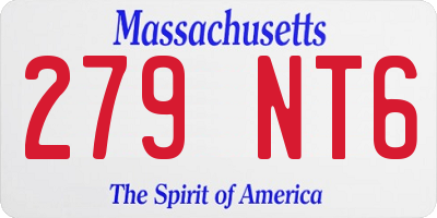 MA license plate 279NT6