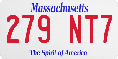 MA license plate 279NT7