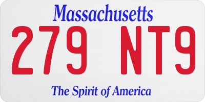 MA license plate 279NT9