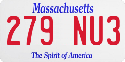 MA license plate 279NU3