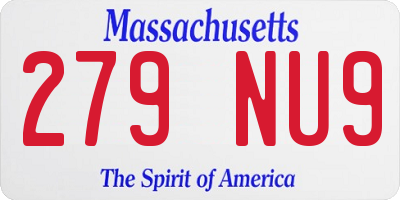 MA license plate 279NU9