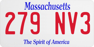 MA license plate 279NV3