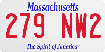 MA license plate 279NW2