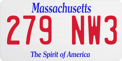 MA license plate 279NW3
