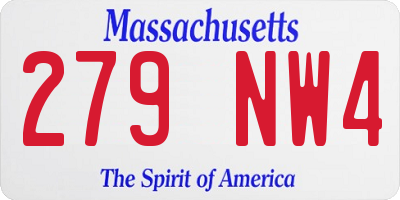 MA license plate 279NW4
