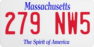 MA license plate 279NW5