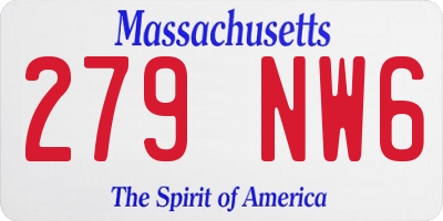 MA license plate 279NW6