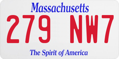 MA license plate 279NW7
