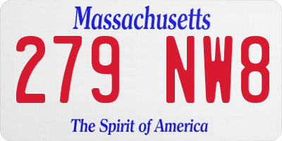 MA license plate 279NW8