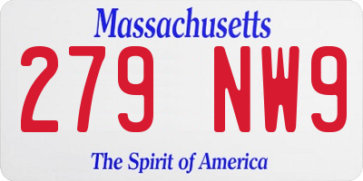 MA license plate 279NW9