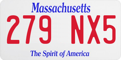 MA license plate 279NX5