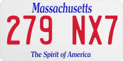 MA license plate 279NX7