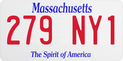 MA license plate 279NY1
