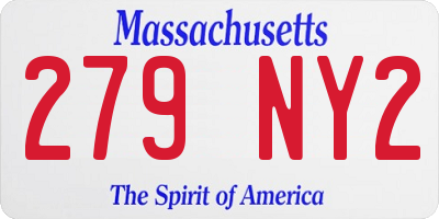 MA license plate 279NY2