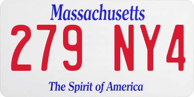 MA license plate 279NY4