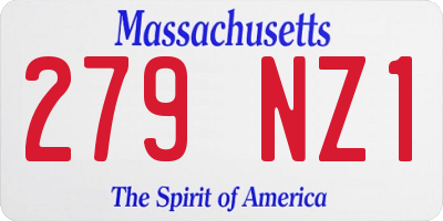 MA license plate 279NZ1