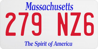 MA license plate 279NZ6