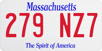 MA license plate 279NZ7