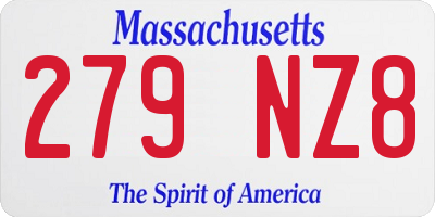 MA license plate 279NZ8