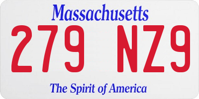 MA license plate 279NZ9