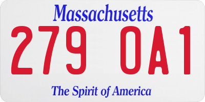 MA license plate 279OA1