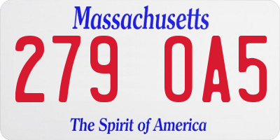 MA license plate 279OA5