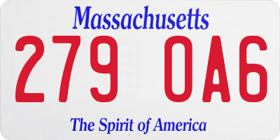 MA license plate 279OA6