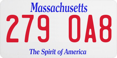 MA license plate 279OA8