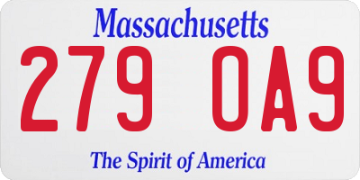 MA license plate 279OA9