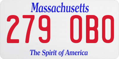 MA license plate 279OB0