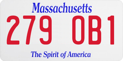 MA license plate 279OB1
