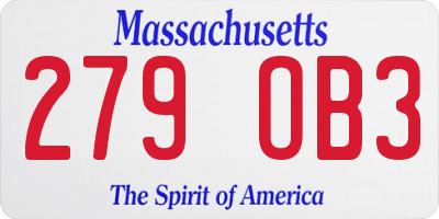 MA license plate 279OB3