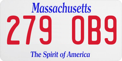 MA license plate 279OB9
