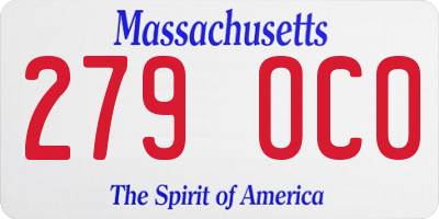 MA license plate 279OC0