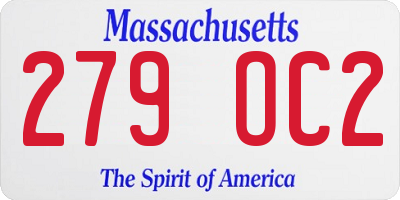 MA license plate 279OC2