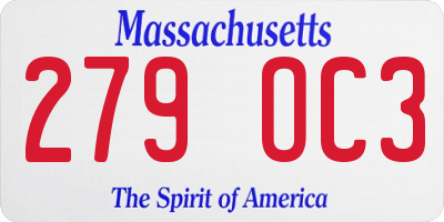 MA license plate 279OC3
