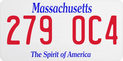 MA license plate 279OC4